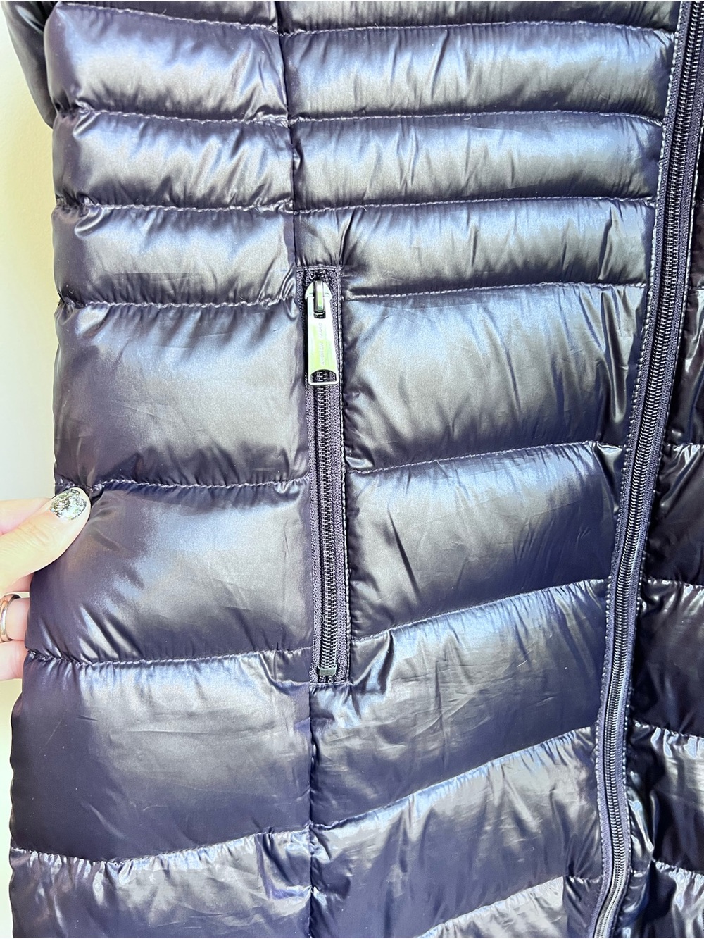 Andrew Marc Winter Iridescent Black Long Packable Premium Down Puffer Coat - Picture 2 of 11